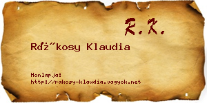 Rákosy Klaudia névjegykártya